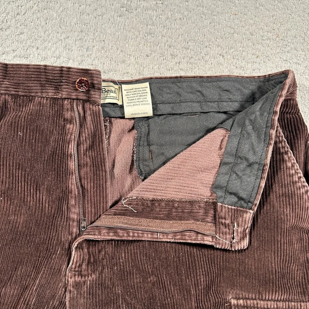 Vintage LL Bean Pants‎ Mens 34x30 Brown Corduroy Cargo Baggy Loose Skate Y2K Zip - Picture 4 of 10
